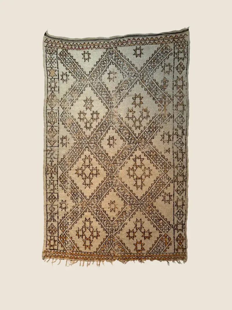 Beni M'guild rug 180×276cm, vintage handcrafted berber rug in warm gray and charcoal geometric pattern
