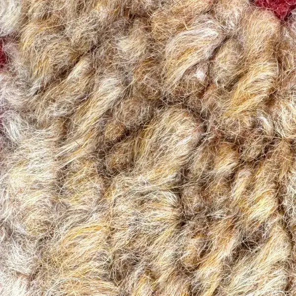 A color swatch labeled Warm Beige, part of the orange family, shown alongside a Dark Red Beni M'g